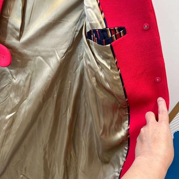 J Crew Wool Lady Day Coat Red Size 2 Button Up Lined With Pockets - Picture 9 of 16